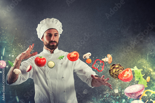 Obraz na plátne Magic chef ready to cook a new dish