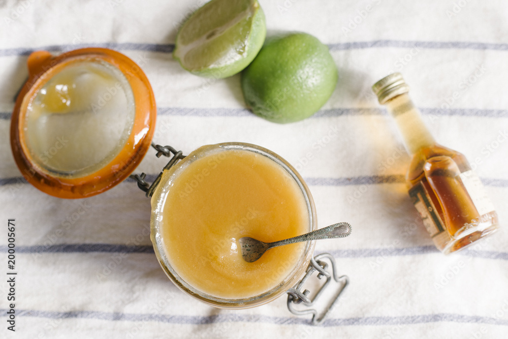 Honey custard made with honey, lime and brandy Honey custard made with honey, lime and brandy
