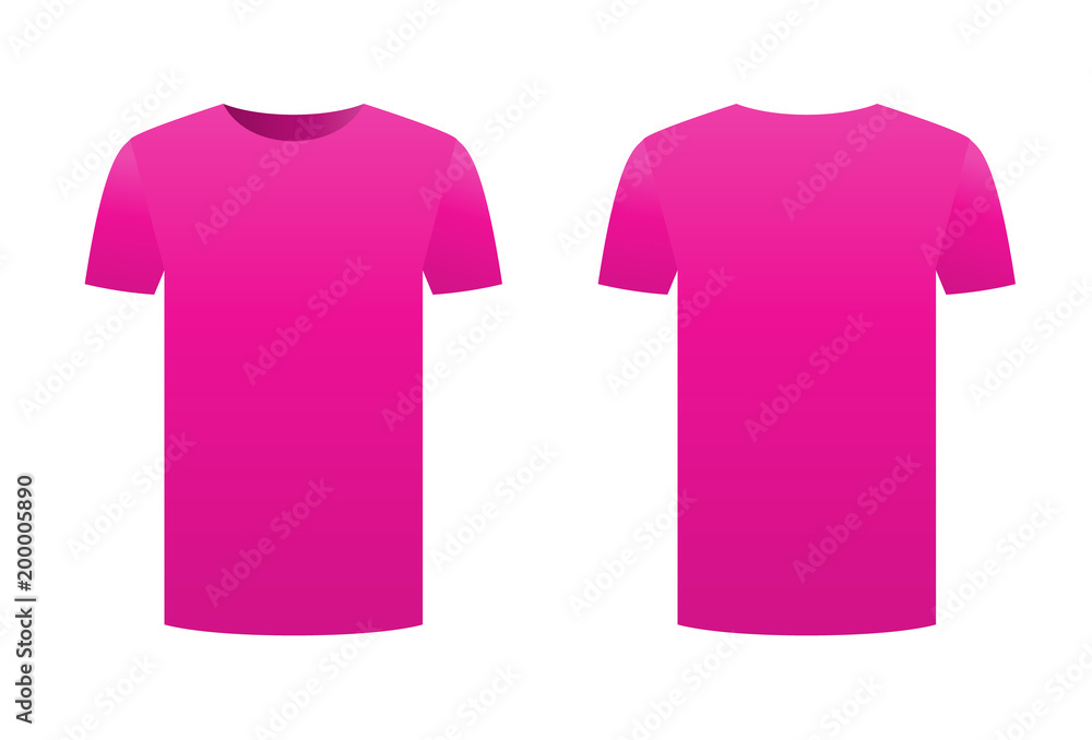 Fuchsia purple t-shirt template shirt isolated on white background front  and back design short sleeve. Sport print ready clothing vector men, women  or unisex design. Advertisement empty clean template Stock Vector