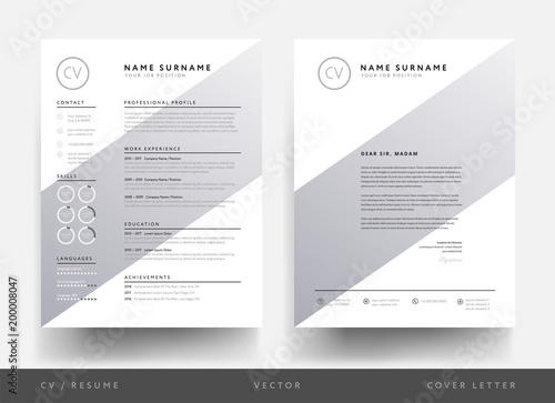 CV resume and letterhead for creative person - creative geometric shape design template - vector