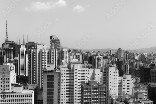 View from top of s  o paulo center. Business capital. Black and white photography.