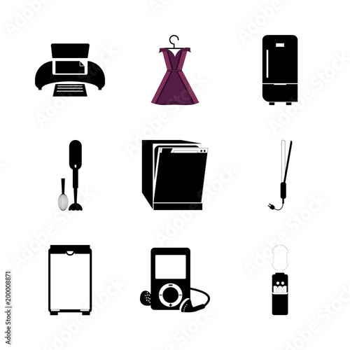 icon Electronic with cold, paper, hair dryer, fax and dispencer