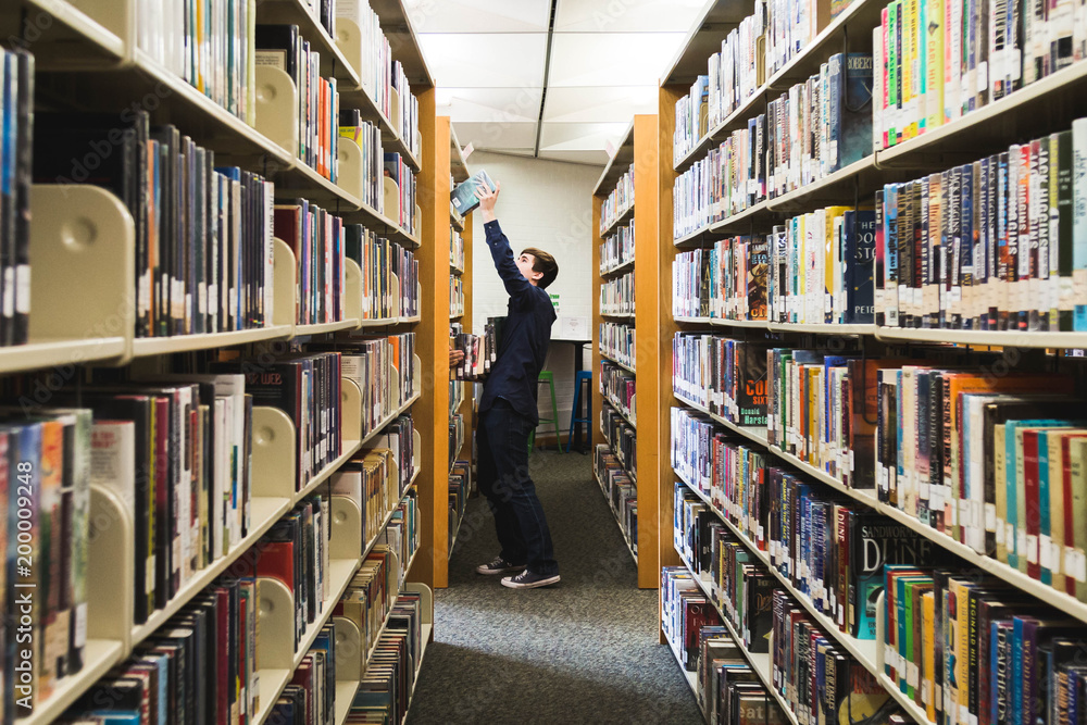 Teen Boy in Library Teen Boy in Library