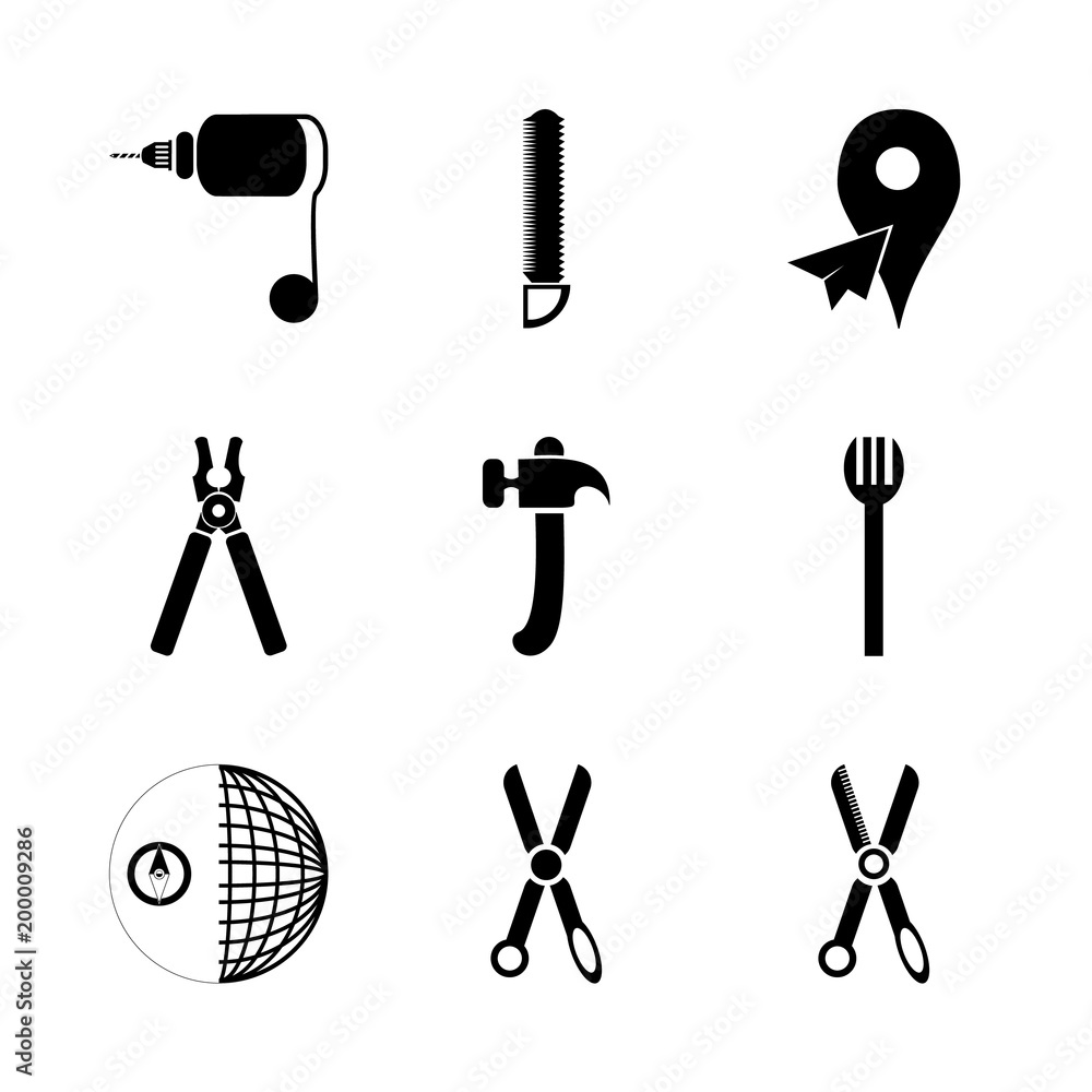 icon Instruments And Tools with work tool, screw, simplicity, isolate and plier icon Instruments And Tools with work tool, screw, simplicity, isolate and plier
