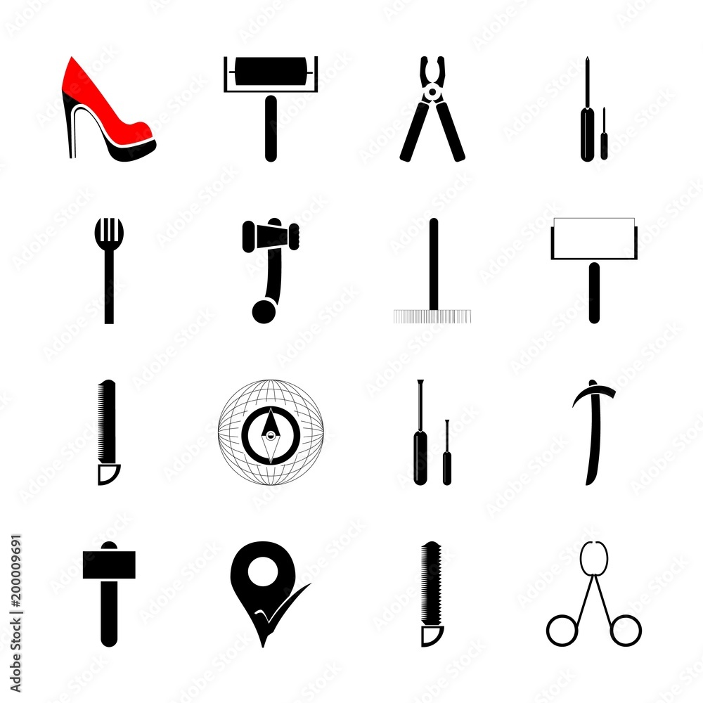 Instruments And Tools with screwdriver, gardening tools and world