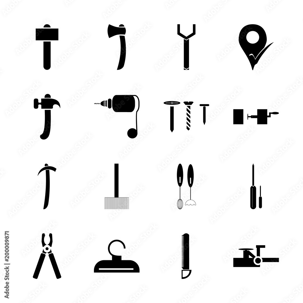 icon Instruments And Tools with wrench, hand, instruments, tools and constructor tool icon Instruments And Tools with wrench, hand, instruments, tools and constructor tool