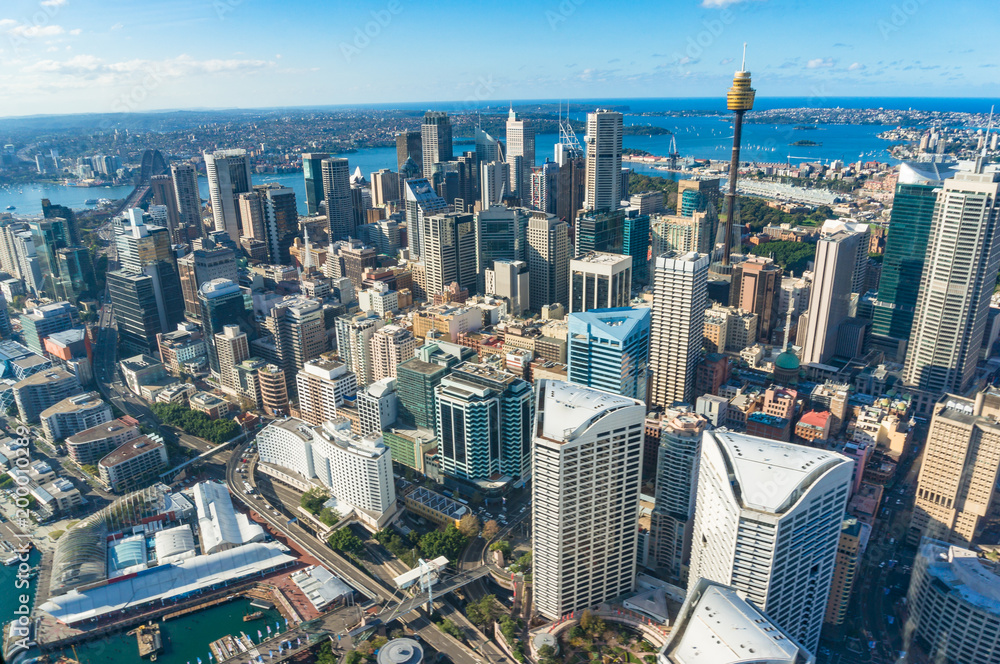 Obraz premium Antenowe pejzaż centralnej dzielnicy biznesowej w Sydney