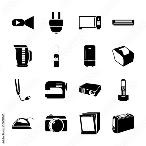 icon Electronic with telephone, breakfast, microwave, wedding and coolness