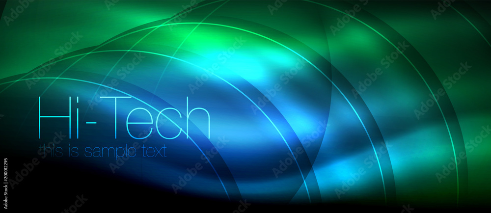 Obraz premium Glossy light effect neon glowing waves, shiny lights
