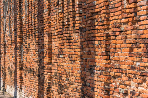 Old red brick wall perspective background