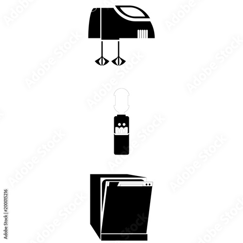 Electronic with machine, kitchen and dishes