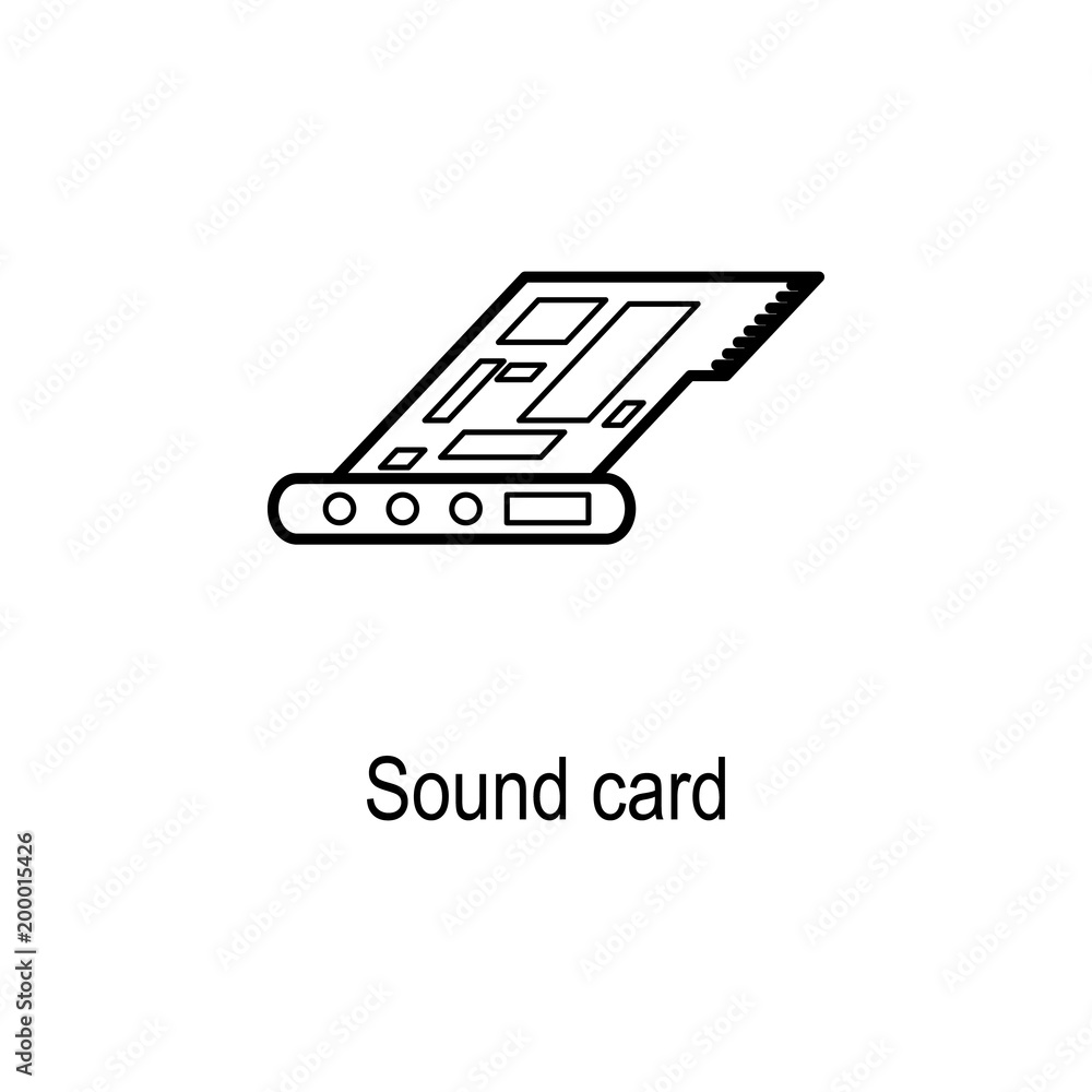 PC sound card icon. Element of computer part for mobile concept and web apps. Thin line icon for website design and development, app development. Premium icon PC sound card icon. Element of computer part for mobile concept and web apps. Thin line icon for website design and development, app development. Premium icon