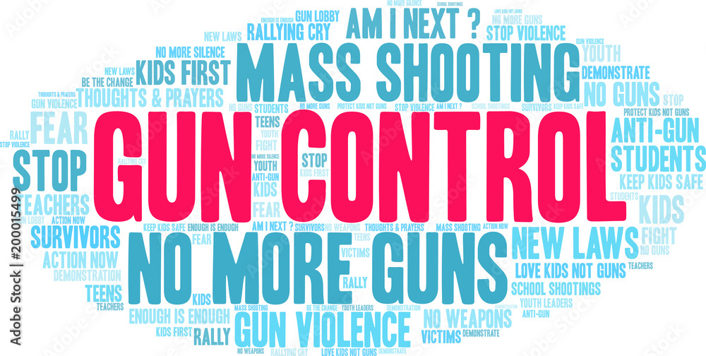 Gun Control Word Cloud on a white background. Gun Control Word Cloud on a white background.