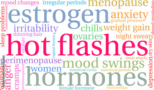 Hot Flashes Word Cloud on a white background. 