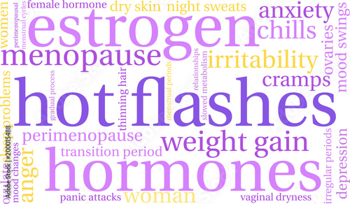 Hot Flashes Word Cloud on a white background. 