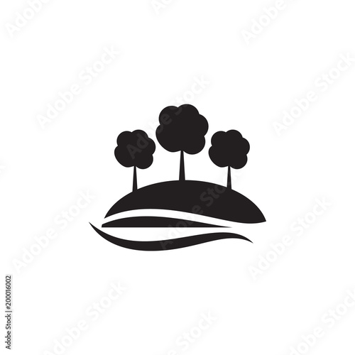 trees on a hill icon. Element of landscape illustration. Premium quality graphic design icon. Signs and symbols collection icon for websites, web design, mobile app