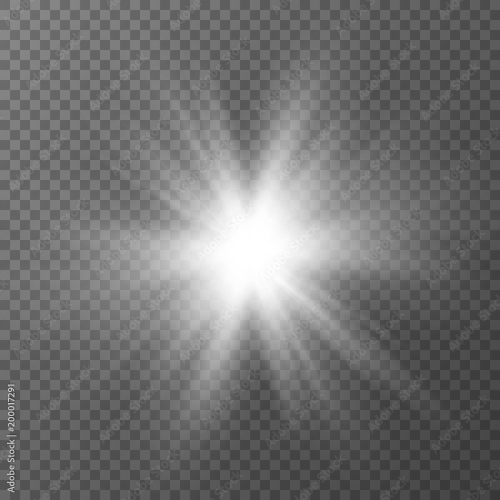White glowing light burst explosion with transparent background. Vector illustration White glowing light burst explosion with transparent background. Vector illustration
