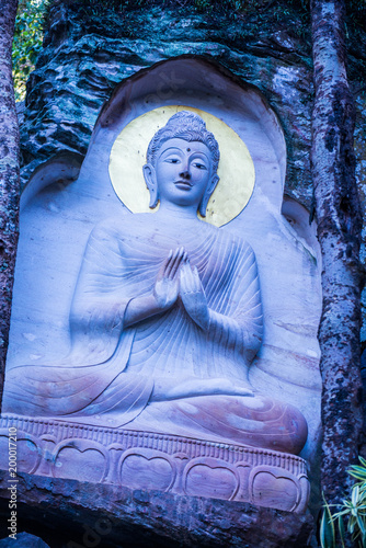 Carving art on rock in Huai Pha Kiang temple photo