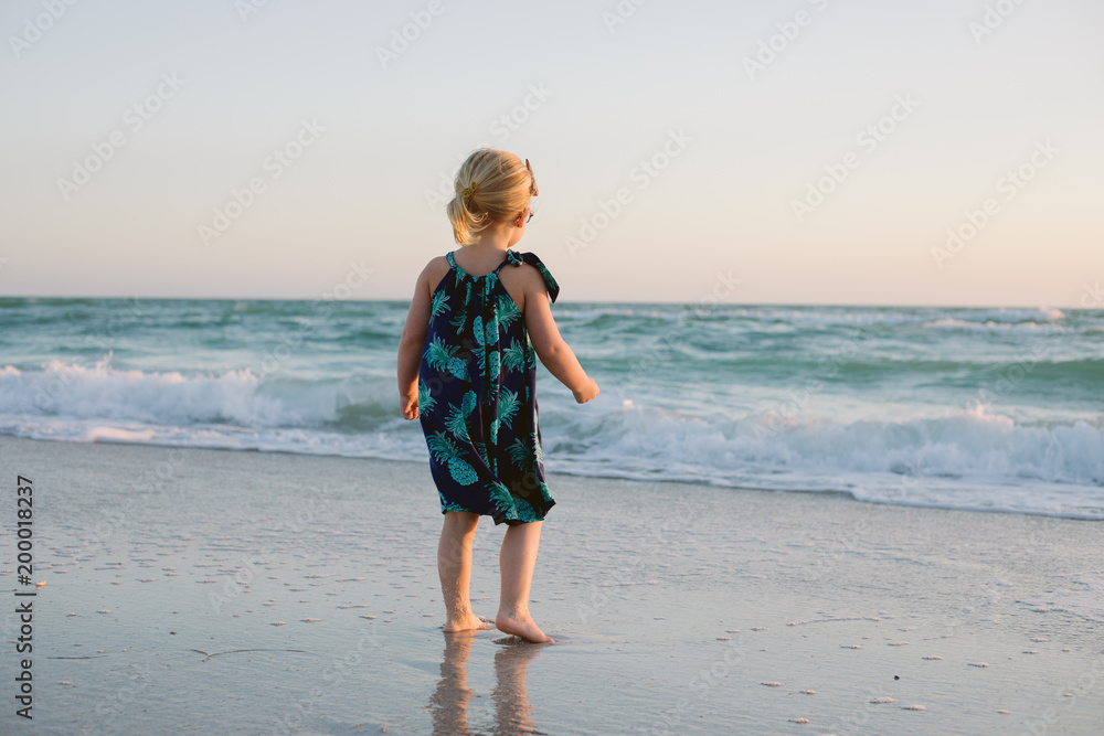 Young Family and Siblings Playing at the Beach at Sunset Young Family and Siblings Playing at the Beach at Sunset