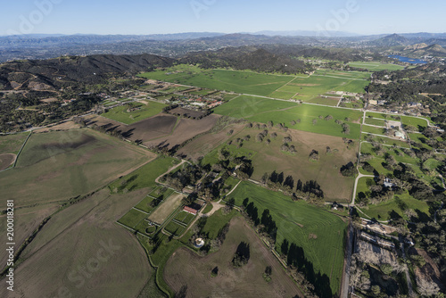 Aerial view of fields and p...