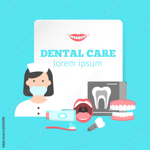 Poster with icons of dental clinic services