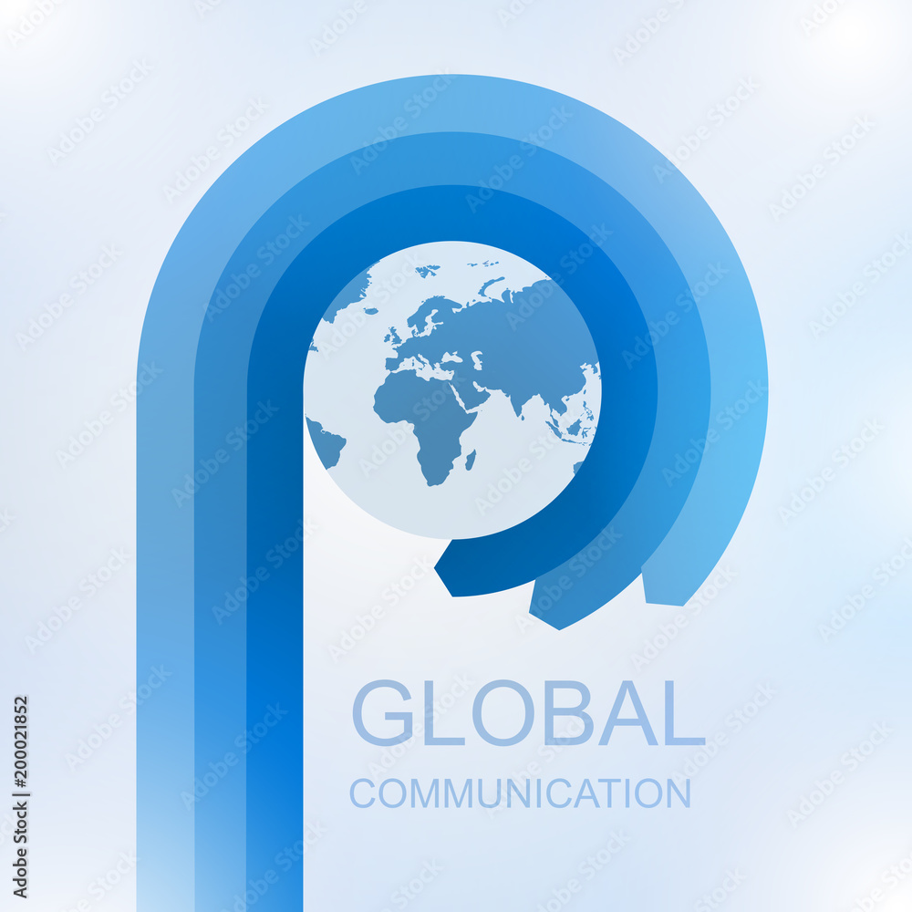 Global communication with Arrow in circle around world