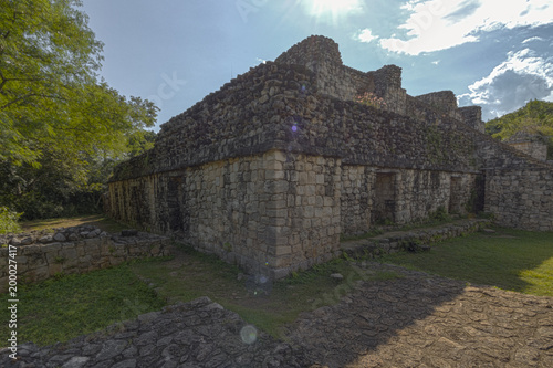 Mayan acropolis EkBalam in Mexico. These ruins are extremely well kept. Stone walls and pyramids were restored by expert anthropologist. 