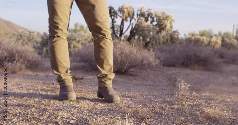 Cowboy standing in desert - close up on legs Cowboy standing in desert - close up on legs