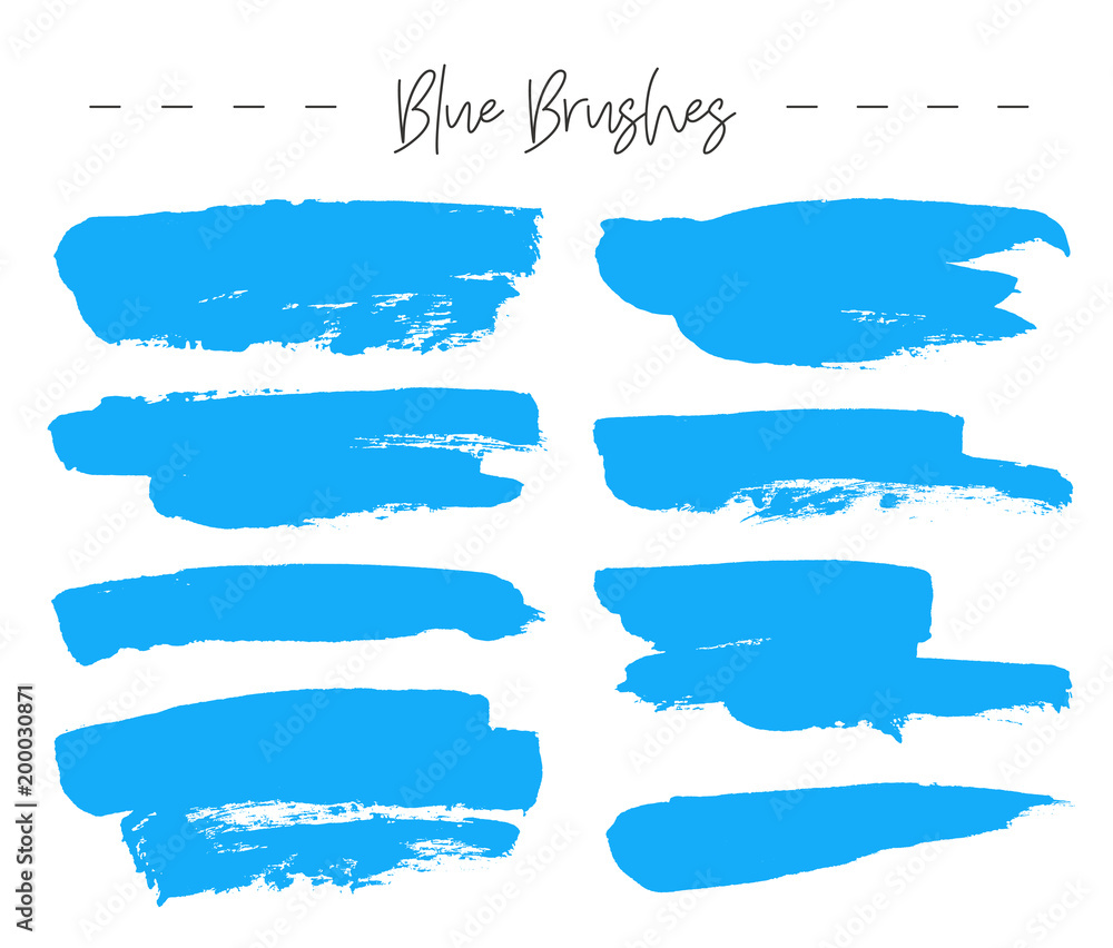 Set of yellow ink brush strokes Set of yellow ink brush strokes