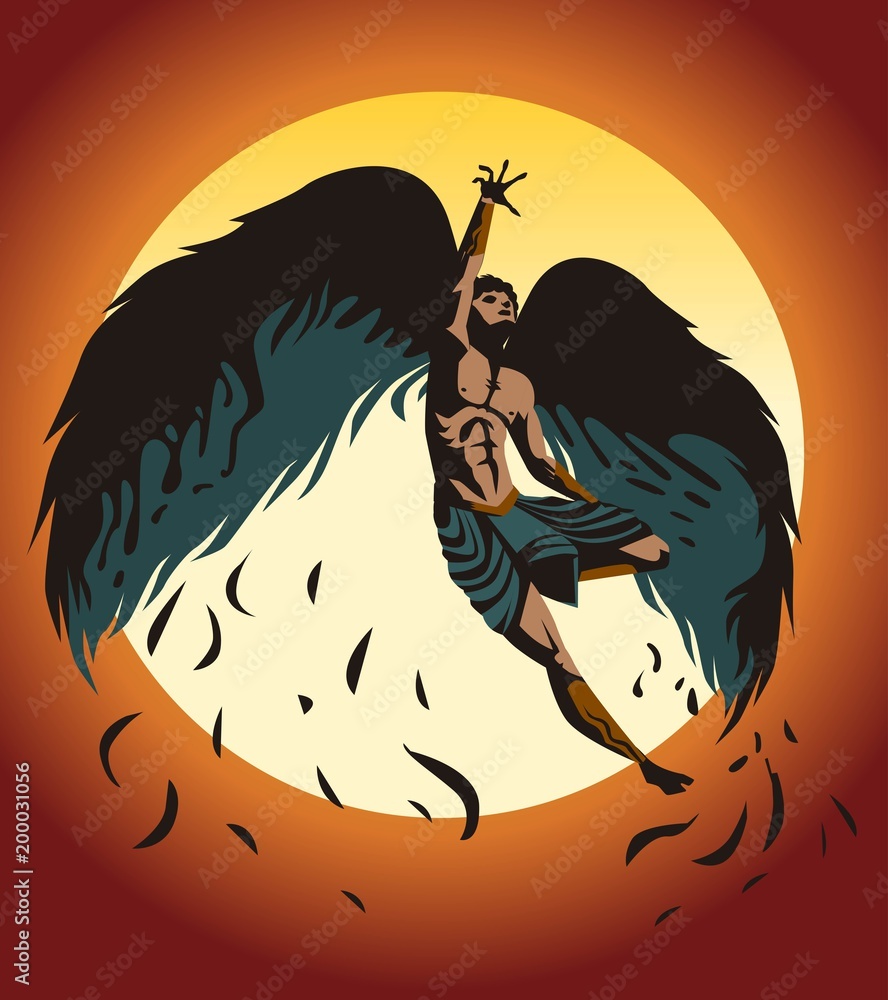 Icarus, character of ancient Greek legend. Vector drawing Stock