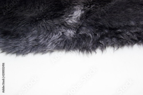 the fur of the sheepskin on white background