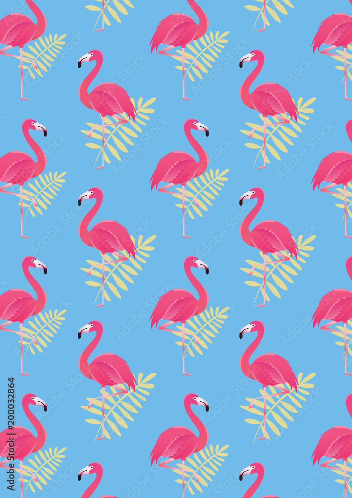 Fototapeta premium seamless flamingo background pattern vector illustration