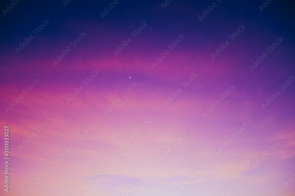 Bright vibrant Purple colors romantic sunset sky