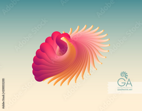 Fototapeta Naklejka Na Ścianę i Meble -  Flying abstract form. Vector art illustration. Dynamic effect. Cover design template. Can be used for advertising, marketing, presentation.