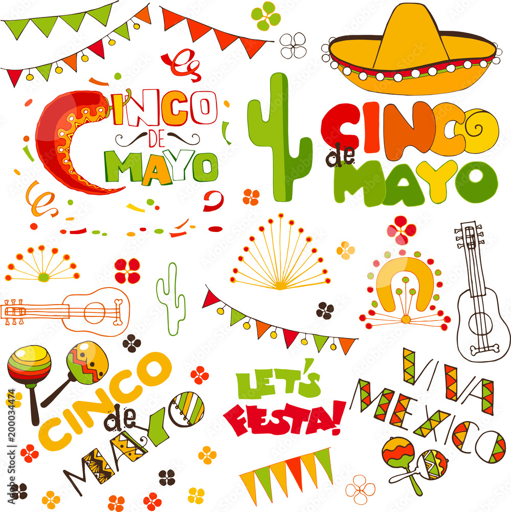 cinco de mayo doodle elements cinco de mayo doodle elements