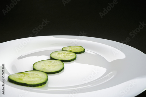 Cucumber in the white plate