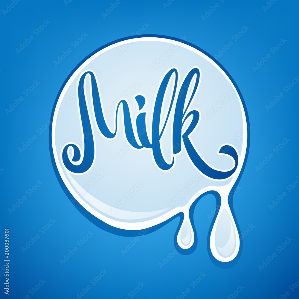Milk and Dairy Product Logo, Label, Emblem With Hand Drawn Lettering Composition Milk and Dairy Product Logo, Label, Emblem With Hand Drawn Lettering Composition