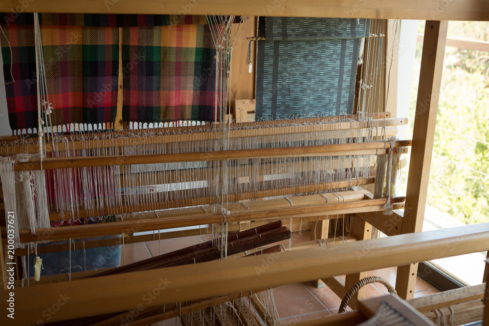 Silk cloth hanging on machine Silk cloth hanging on machine