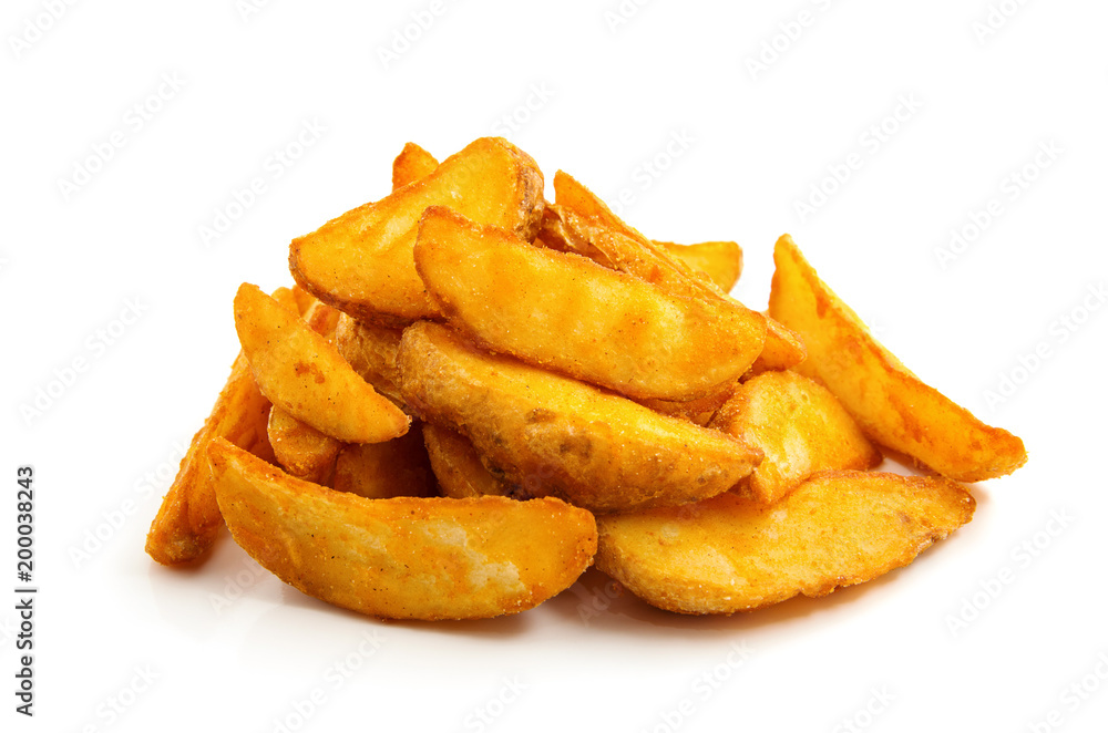 fried Potato wedges. Fast food. Isolated on white fried Potato wedges. Fast food. Isolated on white