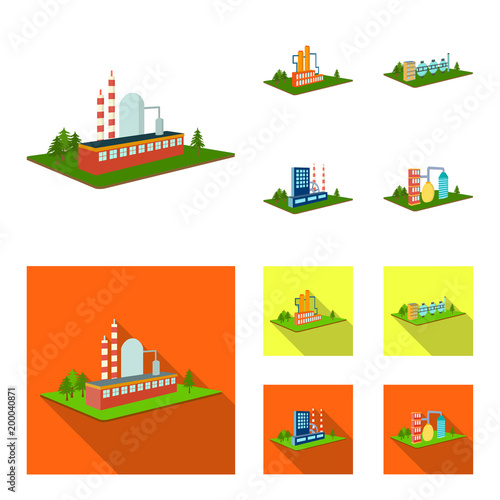 Processing factory,metallurgical plant. Factory and industry set collection icons in cartoon,flat style isometric vector symbol stock illustration web.