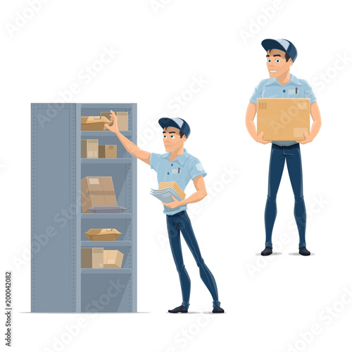 Postman, delivery man, mailman or courier icon