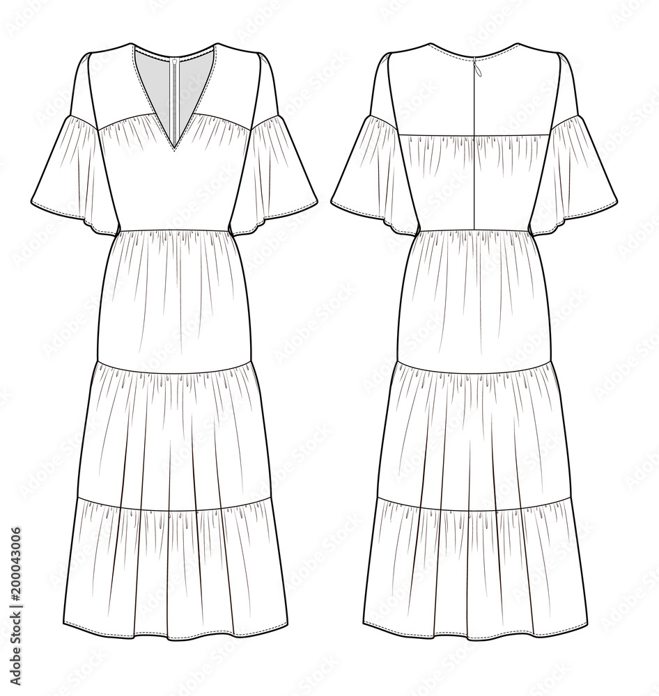 Top Long Dress Drawing Stock Vectors Illustrations  Clip Art  iStock