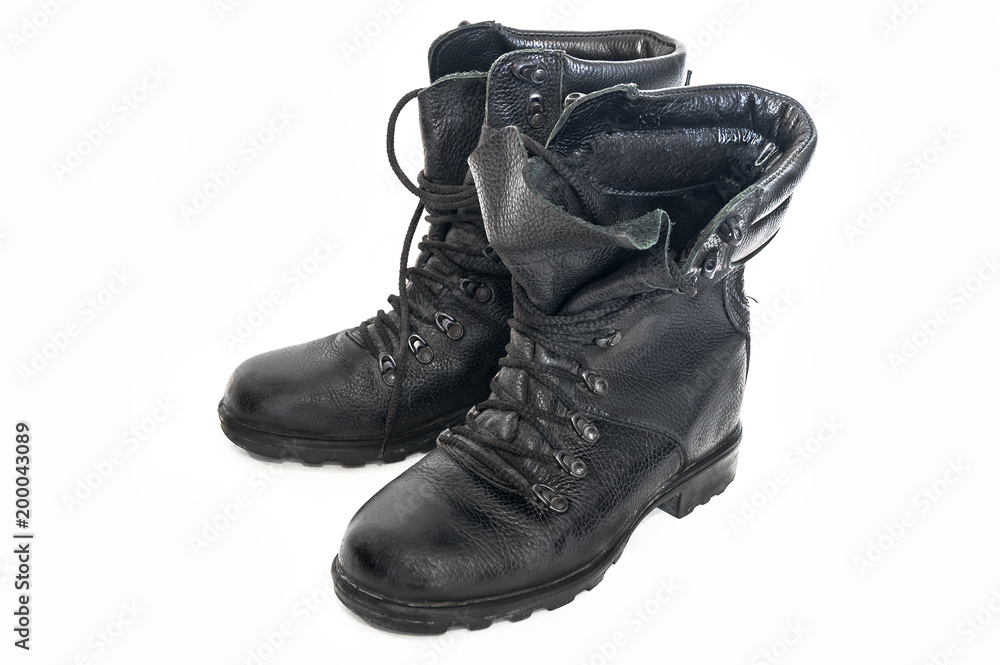 Old, worn-out boots of the old Russian army Old, worn-out boots of the old Russian army