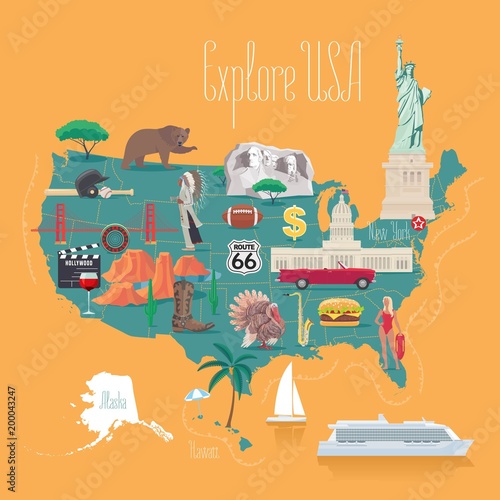 Map of USA vector illustration, design