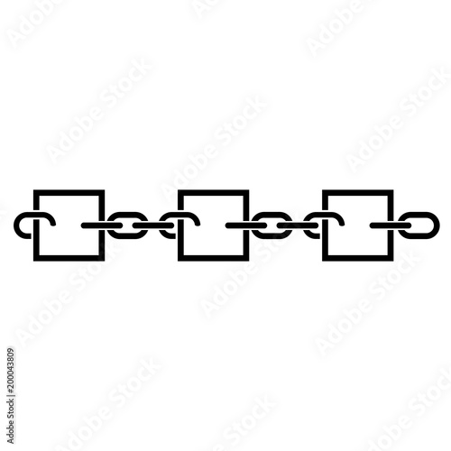 Blockchain line icon. Blockchain records represented by blocks connected with chain links. Vector Illustration