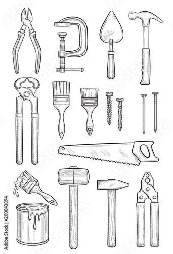 Repair tool sketch for construction and carpentry