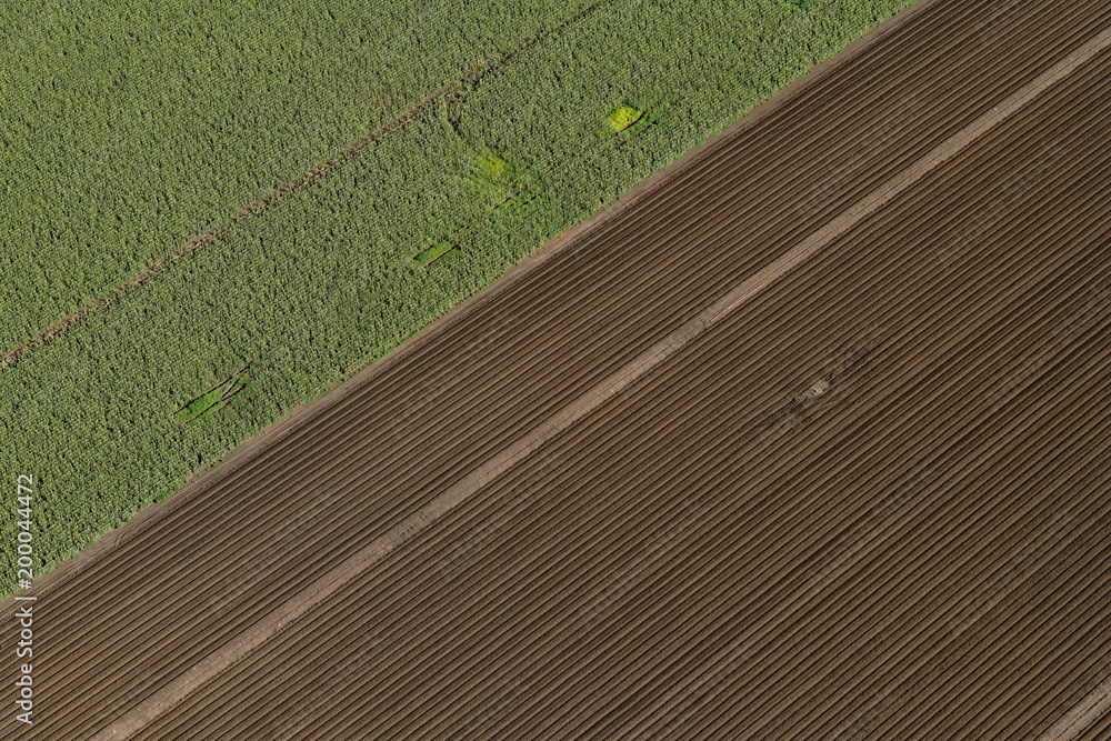Obraz premium Aerial view of agricultural fields in the Lockyer Valley, Queensland, Australia