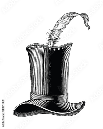 Vintage fashion hat hand drawn engraving illustration
