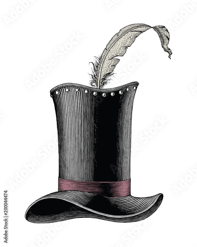 Vintage fashion hat hand drawn engraving illustration