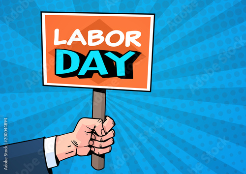Labor Day Comic Poster Over Pop Art Background 1 May Holiday Greeting Card Design Flat Vector Illustration
